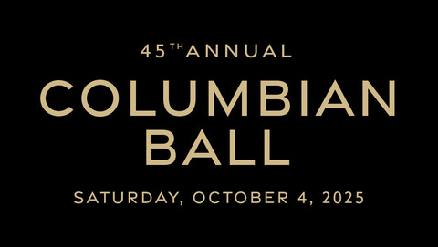Logo words reading 45th Annual Columbian Ball, Saturday October 4, 2025